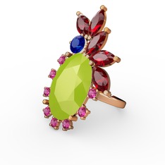 Neon sarı akrilik 18 ayar rose altın yüzük