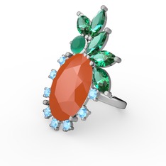 Arinna Yüzük - Neon turuncu akrilik 18 ayar beyaz altın yüzük #ziyl47