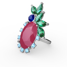 Neon pembe akrilik 18 ayar beyaz altın yüzük