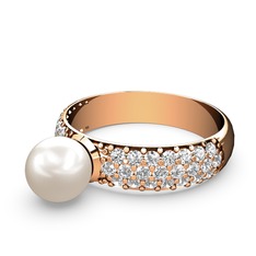 Lena İnci Yüzük - Inci ve beyaz zirkon 925 ayar rose altın kaplama gümüş yüzük #jx9hf2