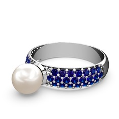 Lena İnci Yüzük - Inci ve lab safir 925 ayar gümüş yüzük #lr7wxh