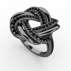 Arvia Yüzük - Siyah zirkon 925 ayar siyah rodyum kaplama gümüş yüzük #11it8rs
