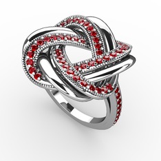 Garnet 8 ayar beyaz altın yüzük