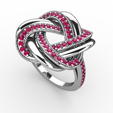 Rodolit garnet 18 ayar beyaz altın yüzük