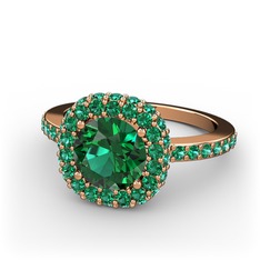 Linne Yüzük - Yeşil kuvars 14 ayar rose altın yüzük #12132xg