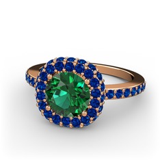 Yeşil kuvars ve lab safir 8 ayar rose altın yüzük