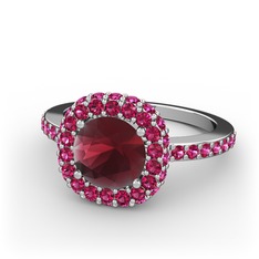 Kök yakut ve rodolit garnet 18 ayar beyaz altın yüzük