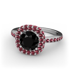 Linne Yüzük - Siyah zirkon ve kök yakut 925 ayar gümüş yüzük #16k5zm0