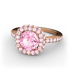 Pembe kuvars 18 ayar rose altın yüzük