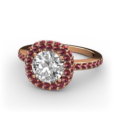 Swarovski ve kök yakut 18 ayar rose altın yüzük