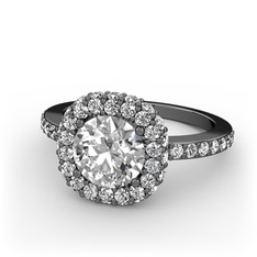 Linne Yüzük - Beyaz zirkon ve swarovski 925 ayar siyah rodyum kaplama gümüş yüzük #19xq4gb