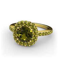 Linne Yüzük - Peridot 18 ayar altın yüzük #1accegr