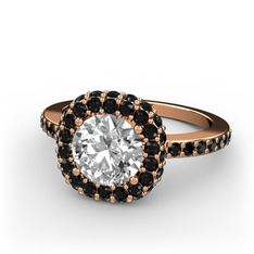 Linne Yüzük - Swarovski ve siyah zirkon 14 ayar rose altın yüzük #1awkwno