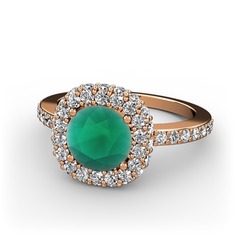 Linne Yüzük - Kök zümrüt ve pırlanta 8 ayar rose altın yüzük (1.04 karat) #1bgf2lb