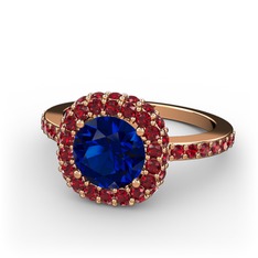 Linne Yüzük - Lab safir ve garnet 925 ayar rose altın kaplama gümüş yüzük #1brvvlq
