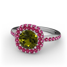 Linne Yüzük - Peridot ve rodolit garnet 925 ayar gümüş yüzük #1cnwq2r