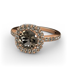 Linne Yüzük - Dumanlı kuvars 14 ayar rose altın yüzük #1ehxt5c