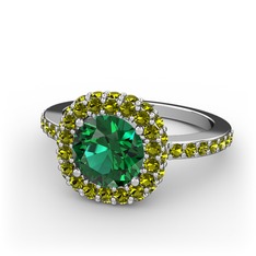 Linne Yüzük - Yeşil kuvars ve peridot 925 ayar gümüş yüzük #1eivds7