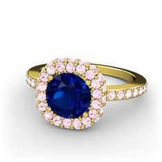 Linne Yüzük - Lab safir ve pembe kuvars 925 ayar altın kaplama gümüş yüzük #1er7z2k