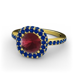 Kök yakut ve lab safir 925 ayar altın kaplama gümüş yüzük