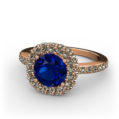 Linne Yüzük - Lab safir ve dumanlı kuvars 14 ayar rose altın yüzük #1gphlwt