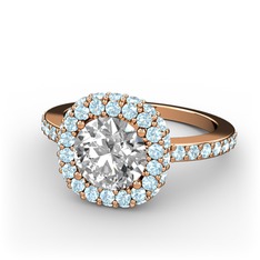 Linne Yüzük - Swarovski ve akuamarin 14 ayar rose altın yüzük #1gw2gj1