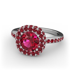 Rodolit garnet ve garnet 18 ayar beyaz altın yüzük