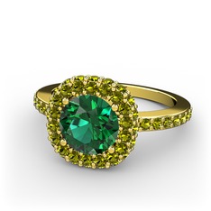 Linne Yüzük - Yeşil kuvars ve peridot 925 ayar altın kaplama gümüş yüzük #1hkgtg1