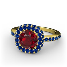 Garnet ve lab safir 14 ayar altın yüzük