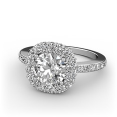 Linne Yüzük - Beyaz zirkon ve swarovski 14 ayar beyaz altın yüzük #1hv9r07