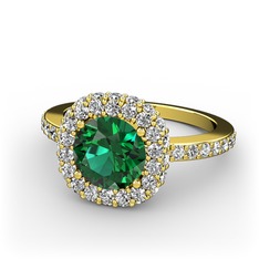 Linne Yüzük - Yeşil kuvars ve swarovski 14 ayar altın yüzük #1ipeals