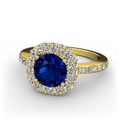 Linne Yüzük - Lab safir ve pırlanta 18 ayar altın yüzük (1.04 karat) #1ljizmq