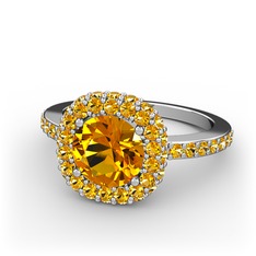 Sitrin 14 ayar beyaz altın yüzük