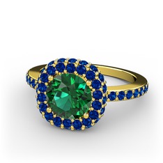 Linne Yüzük - Yeşil kuvars ve lab safir 925 ayar altın kaplama gümüş yüzük #1r8kzqb