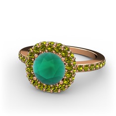 Kök zümrüt ve peridot 18 ayar rose altın yüzük