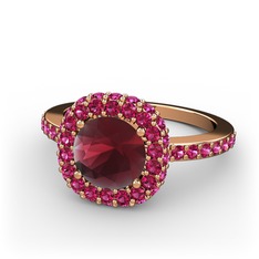 Kök yakut ve rodolit garnet 8 ayar rose altın yüzük