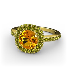 Sitrin ve peridot 14 ayar altın yüzük
