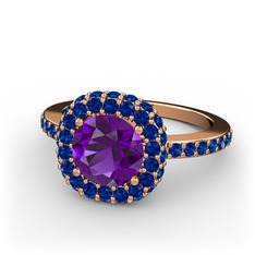 Linne Yüzük - Ametist ve lab safir 14 ayar rose altın yüzük #1u6y3m6