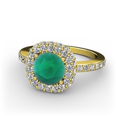 Linne Yüzük - Kök zümrüt ve swarovski 8 ayar altın yüzük #1uwkniz