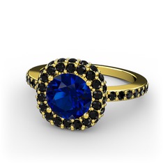 Linne Yüzük - Lab safir ve siyah zirkon 925 ayar altın kaplama gümüş yüzük #1vg76p4