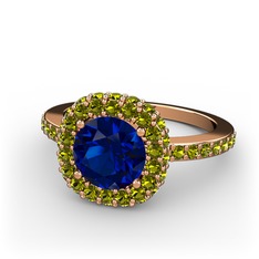 Lab safir ve peridot 14 ayar rose altın yüzük