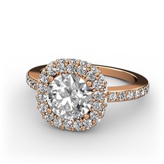 Linne Yüzük - Swarovski ve pırlanta 14 ayar rose altın yüzük (1.04 karat) #1xrbtmx