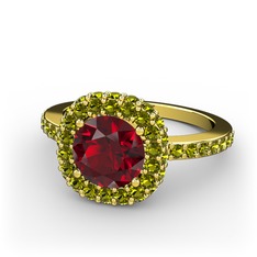 Linne Yüzük - Garnet ve peridot 925 ayar altın kaplama gümüş yüzük #1ybj4t5