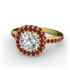 Linne Yüzük - Swarovski ve garnet 18 ayar altın yüzük #1ywmdt5