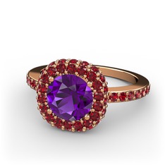 Linne Yüzük - Ametist ve garnet 14 ayar rose altın yüzük #1z0dpkn