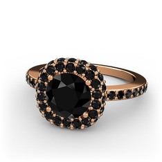 Linne Yüzük - Siyah zirkon 925 ayar rose altın kaplama gümüş yüzük #2eivhc