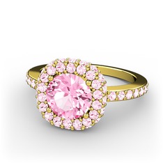 Linne Yüzük - Pembe kuvars 14 ayar altın yüzük #3rlgmw