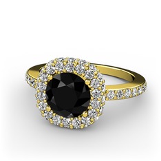 Linne Yüzük - Siyah zirkon ve swarovski 18 ayar altın yüzük #4is3bn