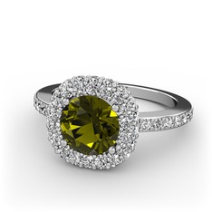 Linne Yüzük - Peridot ve pırlanta 925 ayar gümüş yüzük (1.04 karat) #4kfx0r