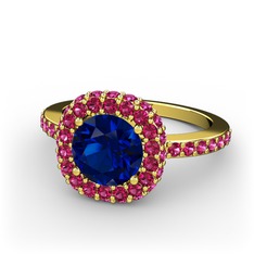 Lab safir ve rodolit garnet 925 ayar altın kaplama gümüş yüzük